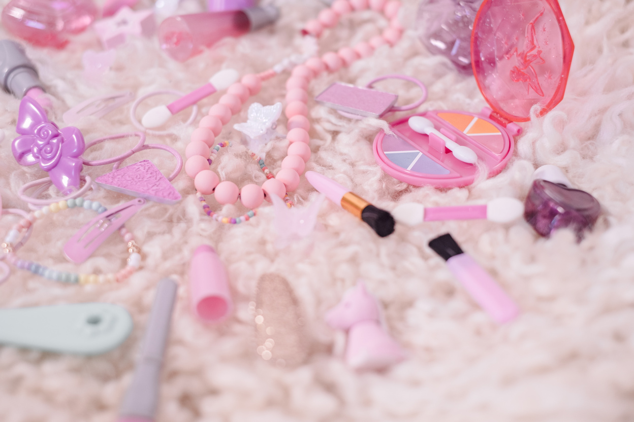 Makeup and Accessories on Fur Background